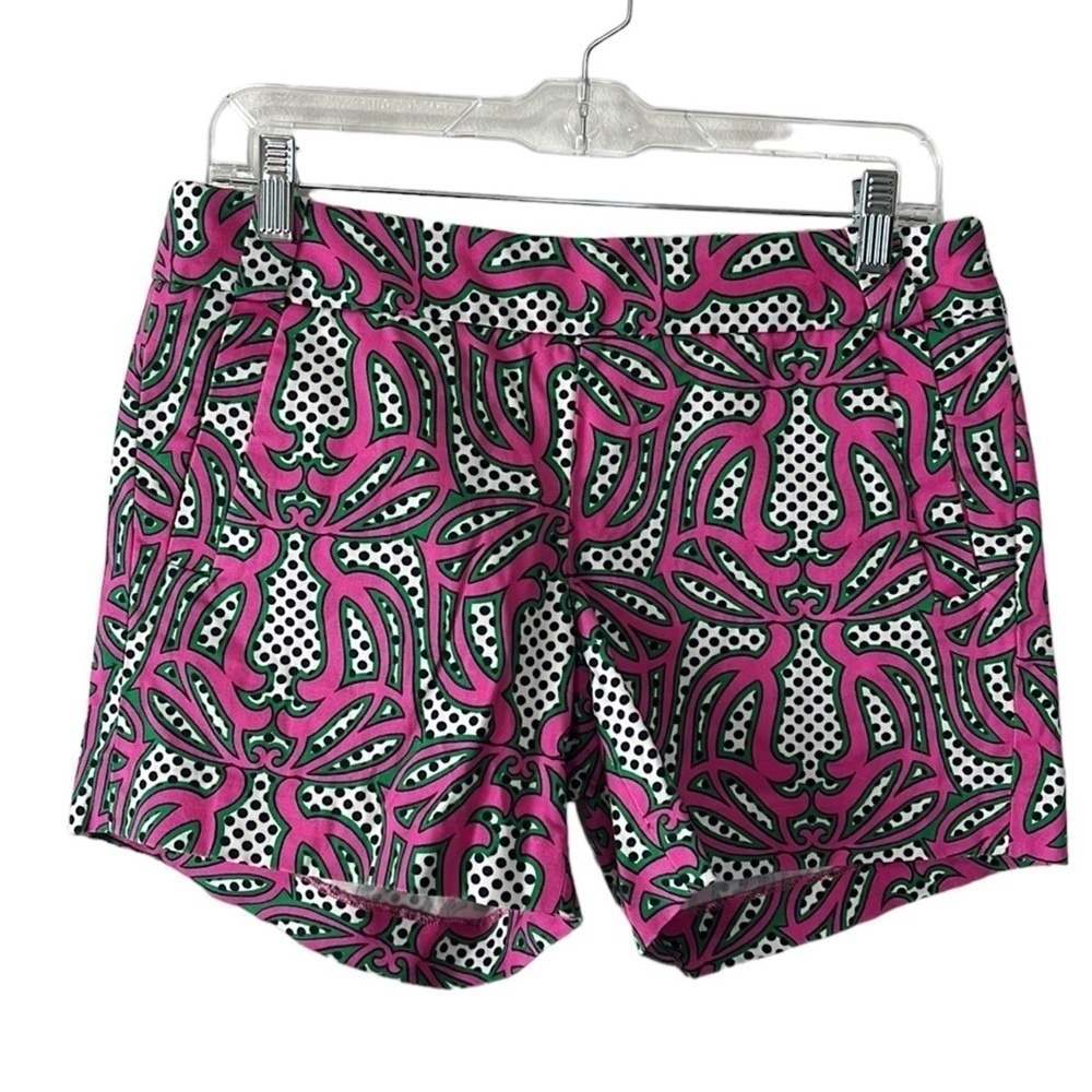 J. Crew Factory City Short Women's 4 Pink & Green Mod Print Side Zip Inseam 5"